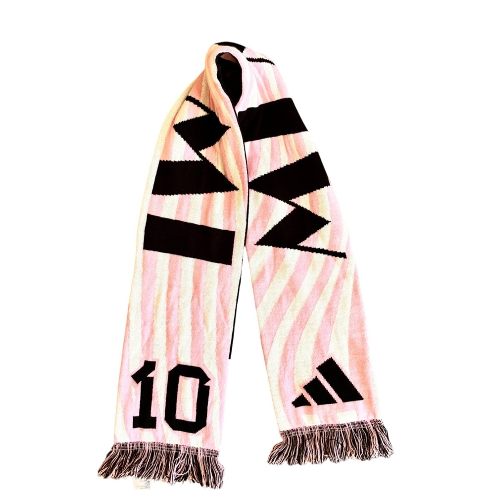 Adidas Lionel Messi Inter Miami CF Scarf Pink Black Number 10 Soccer Fan Scarf
